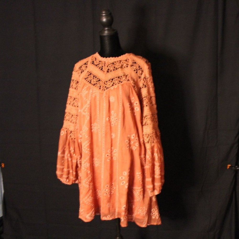Strut & Bolt Crochet  long sleeved orange dress